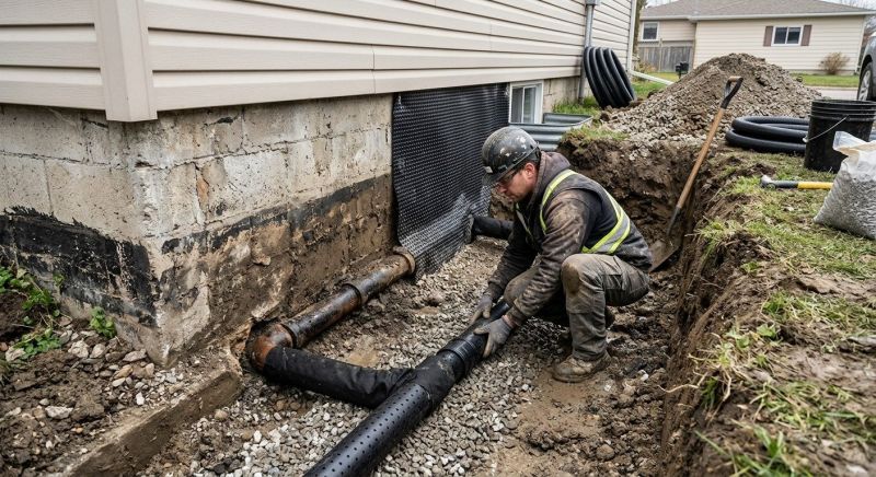 Basement Drainage Installation in Warwick, RI